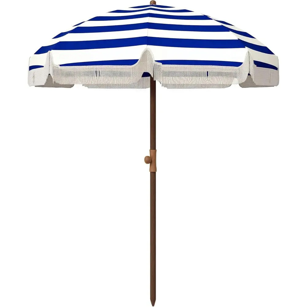 

Портативный пляжный зонт-шатер 5,9' x 5,9' с вентилируемыми стенками и сумкой для переноски, синяя полоска