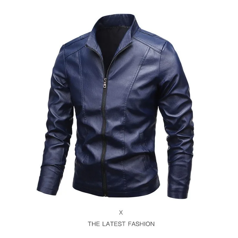

Осенне-зимняя верхняя одежда, новая мотоциклетная кожаная куртка для мужчин с флисовым теплым пальто для молодых мужчин, мужская одежда с воротником-стойкой