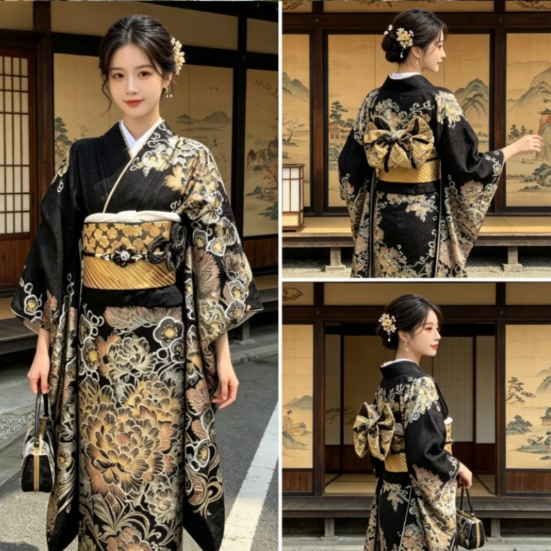 Neuer, verbesserter japanischer Retro-Kimono Yukata für Mädchen, ideal für Studioporträts, Cosplay-Auftritte und alltägliche Themen-Casual-Kleidung.