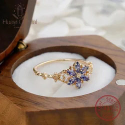 French vintage style light luxury style S925 silver plated 14K gold Tanzanian zirconia artificial opal ring