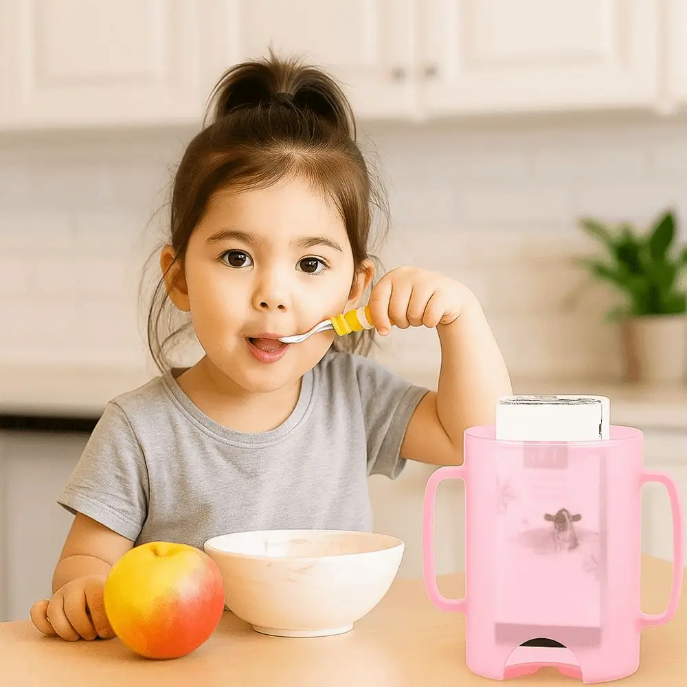 Plastic Squeeze Pouch Holder Comfortable Squeeze Proof Milk Box Holder Reusable with Handle Drink Box Holder for Baby