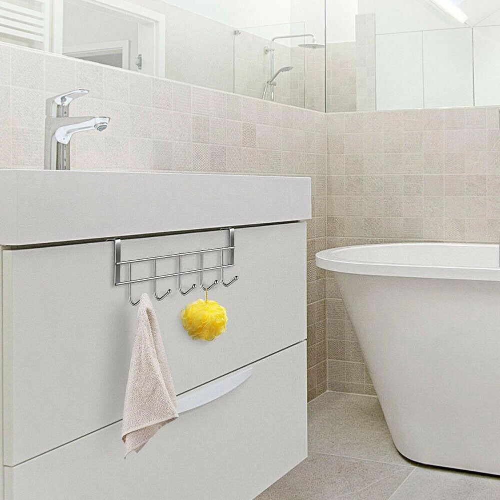 Bathroom Garage Door Hooks Clothes Hanger 2Pcs Clothes Storage Hanger No-Punching Silver Stainless Steel Purses