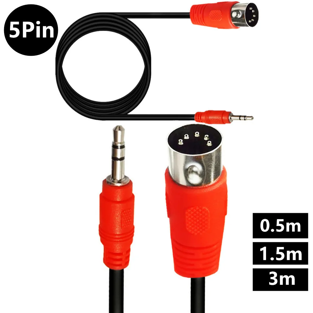 MIDI DIN 5pin żeński do TRS 90 stopni łokcia 3.5 Mm 3.5mm publiczny do DIN 5PIN męski wtyk Audio do MIDI kabel Adapter Audio 0.5m