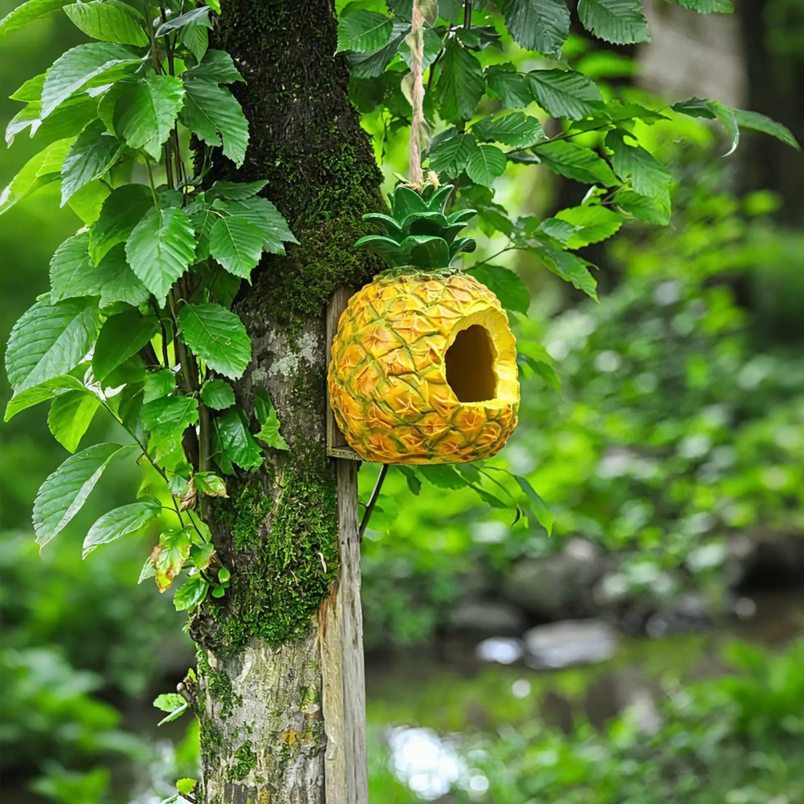 

Pineapple Birdhouse Bright Fruit Design Resin Bird House Decorative Birdhouse Easy to Clean Garden Decor Hand-Painted for Yard