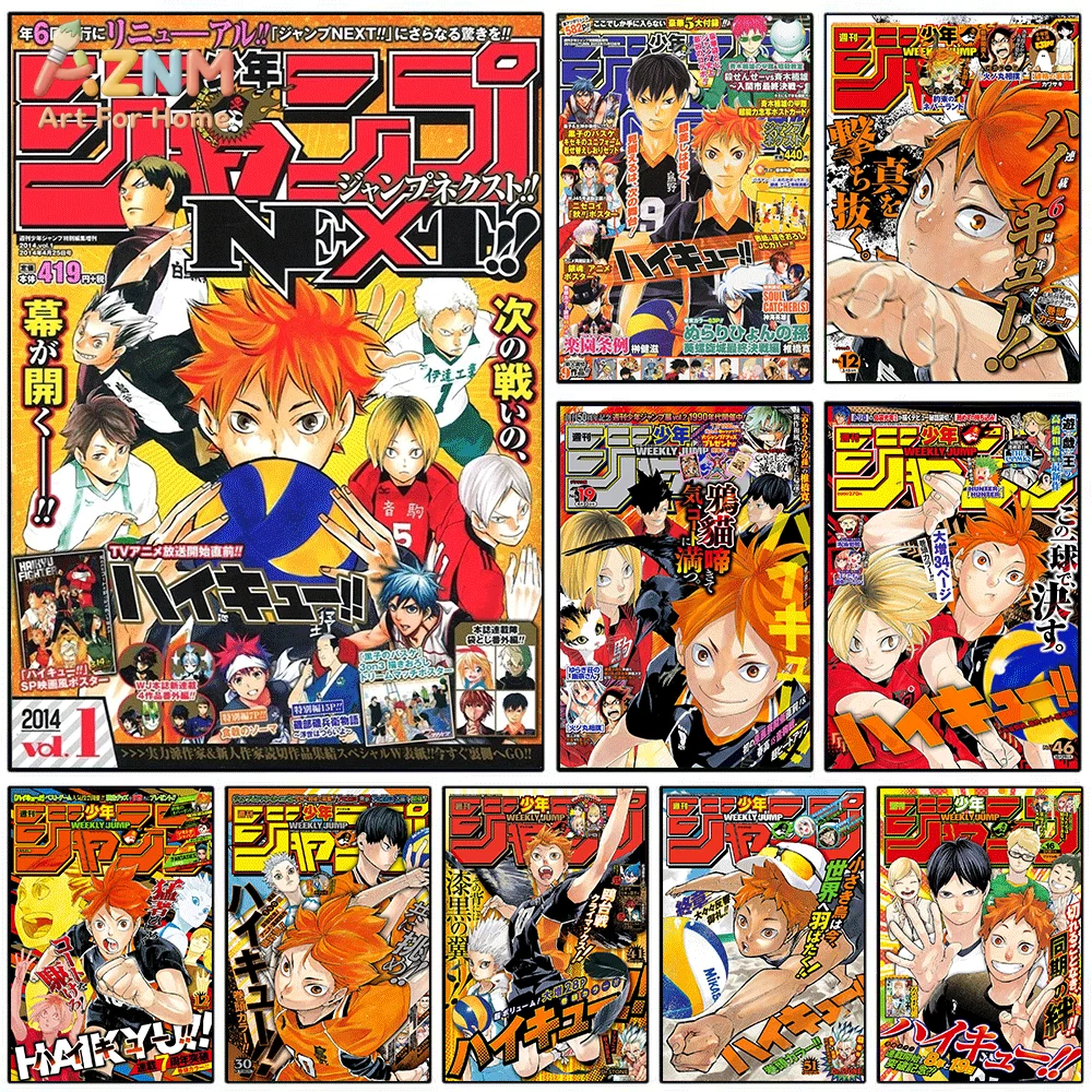 AZNM Haikyuu Hinata Shoyo Karasuno Volleyball Weekly Jump Next Magazine Canvas Wall Art Single Frameless Anime Print Poster Fo