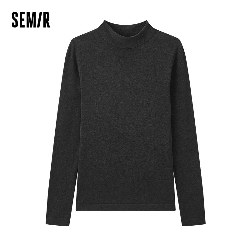 Semir Underwear Women High Neck Base Layer Shirt Autumn and Winter Slimming and Thin Inner Wear Top Solid Color Versatile Casual