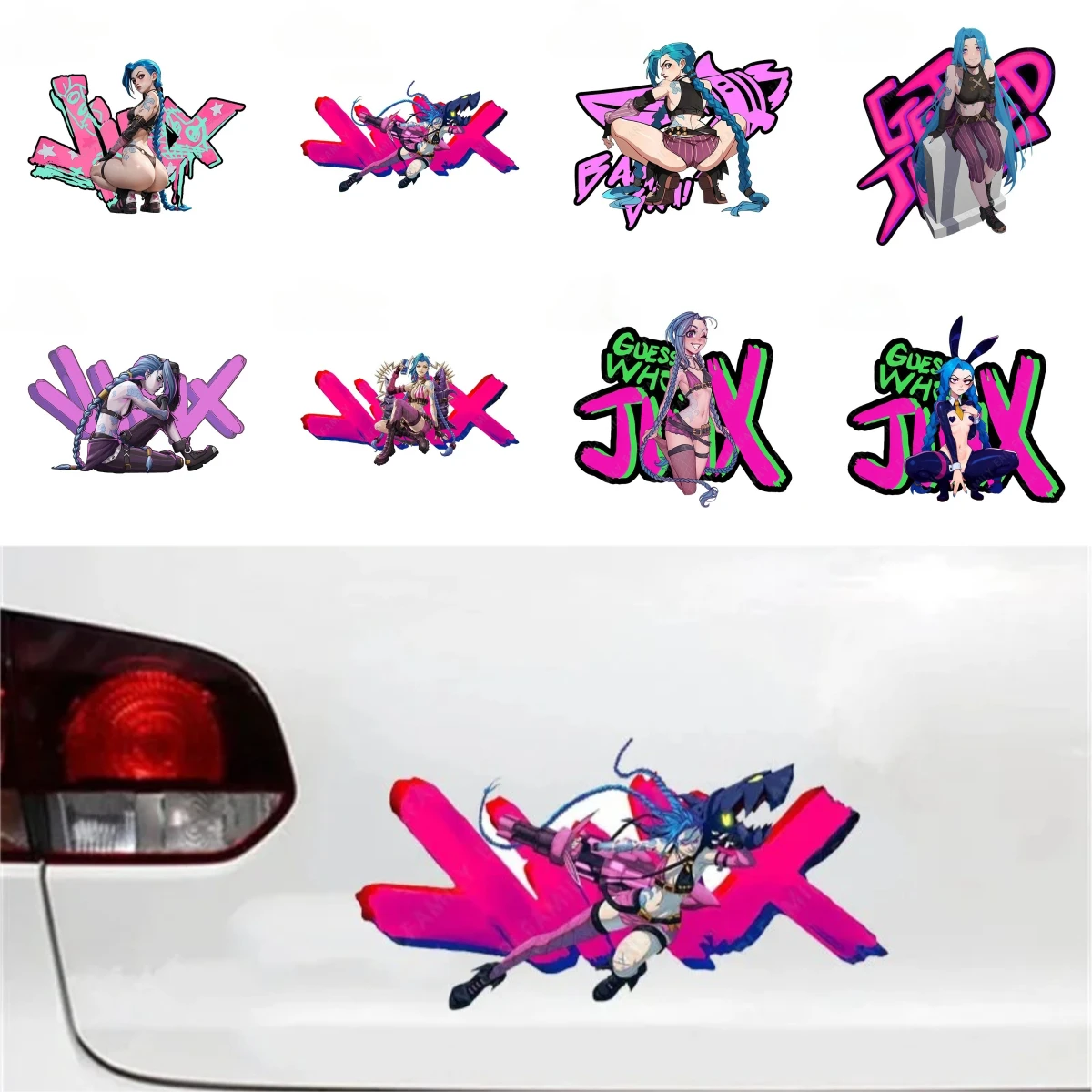 

Arcane Jinx Car Stickers Vinyl Decals Waterproof Scratch-Resistant for Auto Body - League of Legends Style Graphics