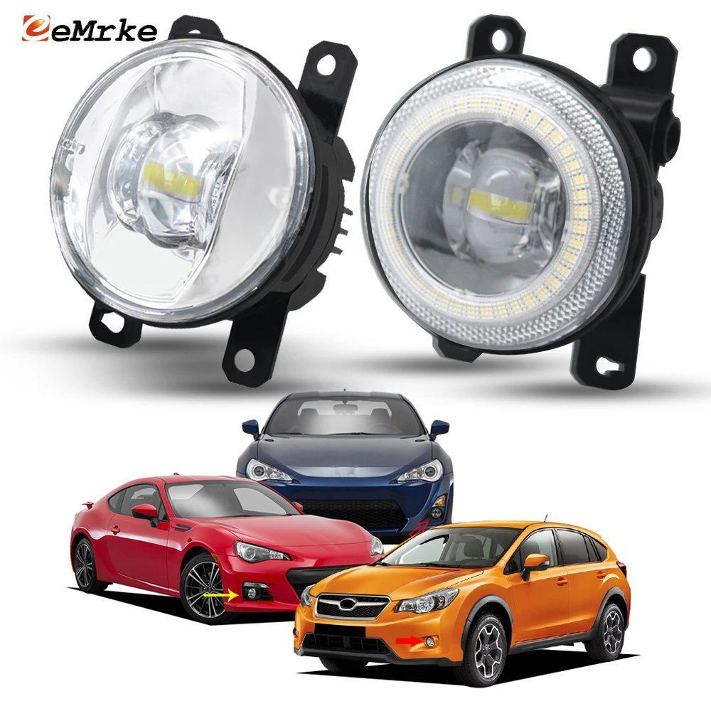 

For Toyota 86 Subaru BRZ XV Crosstrek 2012-2016 LED Fog Lights Angel Eye DRL Driving Running Lamp Car Accessories Left & Right