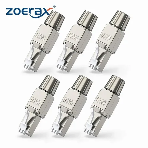 Conector ZoeRax Cat8 Cat7 Cat6A RJ45, enchufe de terminación Ethernet blindado sin herramientas para cable Ethernet S/FTP sólido a granel