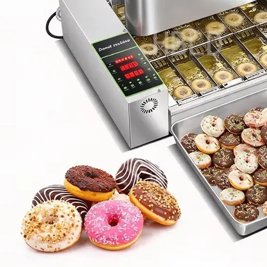 Commercial Doughnut Fryer Electric Automatic Donut Maker Stainless Steel 4 Rows Doughnut Making Machine For Snack Bar