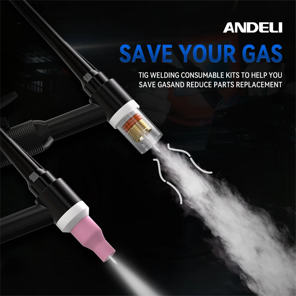 ANDELI TIG شعلة لحام اكسسوارات فوهة حلقة غطاء عدسة الغاز الزجاج طقم أكواب ل WP17/18/26 الشعلة لحام لوازم لحام