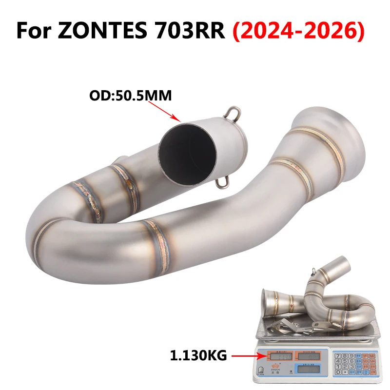 

Slip On For ZONTES 703RR 703 RR 2024 2025 2026 Motorcycle Exhaust Escape Modified Stainless Steel Middle Link Pipe 51mm Muffler
