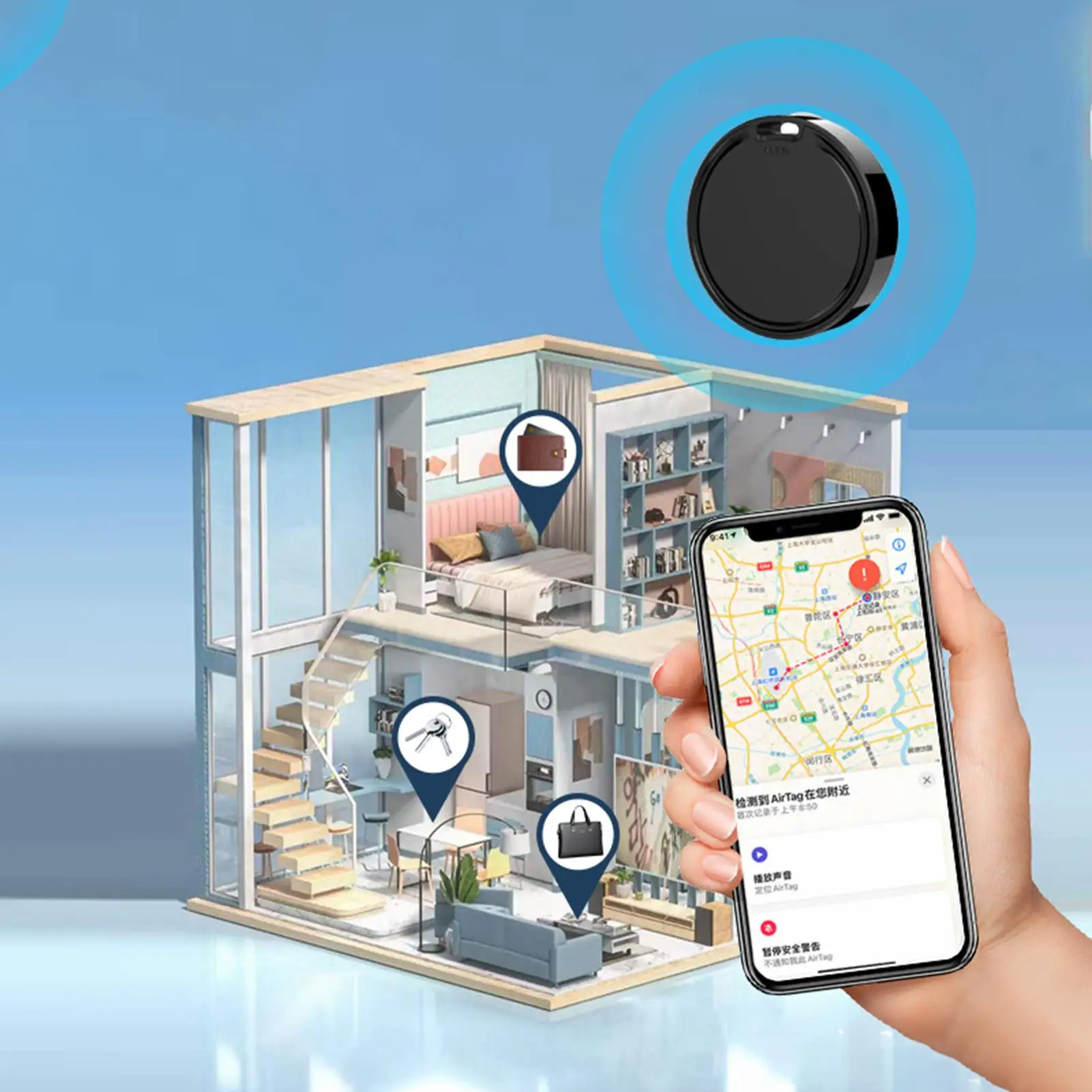 Für Apple Systeme Schlüssel Finder Haustier Kragen Drahtlose Stellungs Tragbare Anti-Diebstahl Alarm Locator Für Senioren Koffer Anhänger Fahrrad