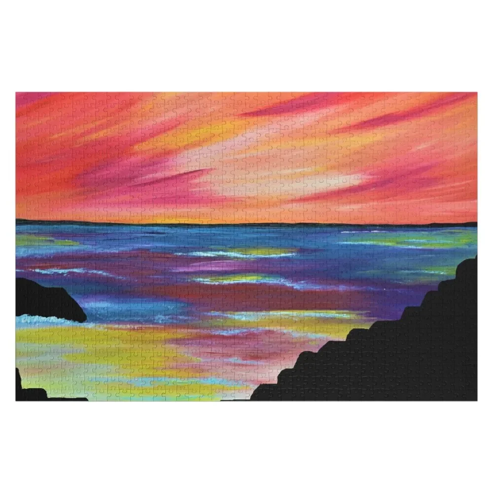 

Giants Causeway Silhouette - Sunset landscape painting - Ireland Jigsaw Puzzle Children Custom Gifts Puzzle