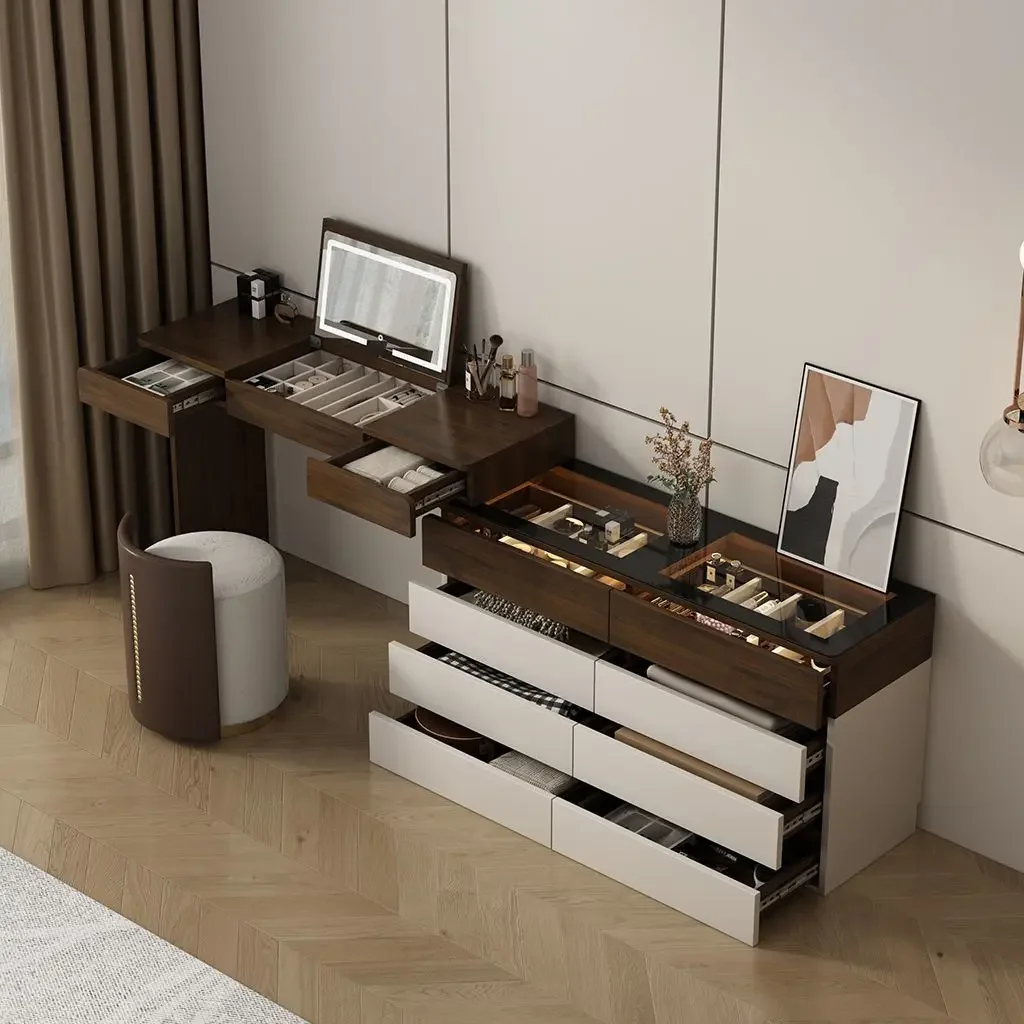 DSA solid wood dresser chest cabinet integrated cosmetic table household bedroom simple clamshell dresser storage cabinet