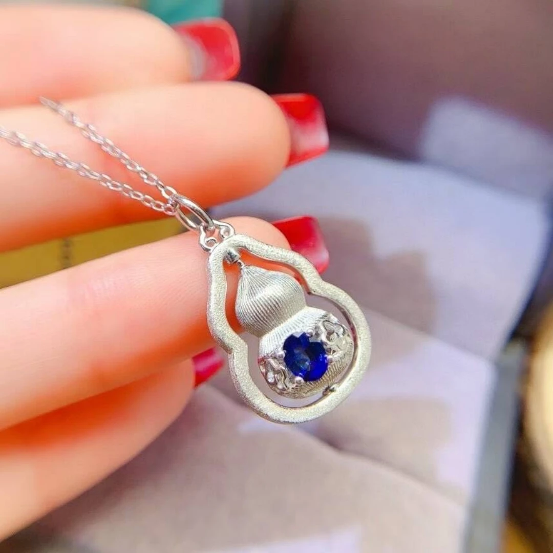 

KJJEAXCMY High End Women's Pendant Natural Sapphire S925 Silver Colorful and splendid The entire body is spotless and flawless