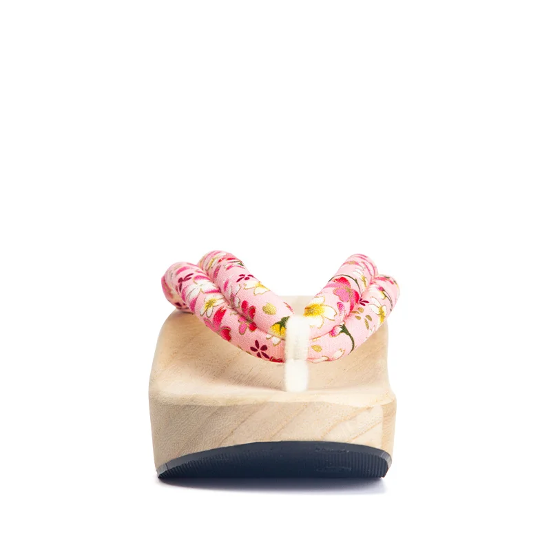 Zuecos japoneses de madera para mujer, zapatillas de tacón alto de madera Geta, chanclas con estampado Floral de cereza, zapatos Cos, novedad de verano 2022