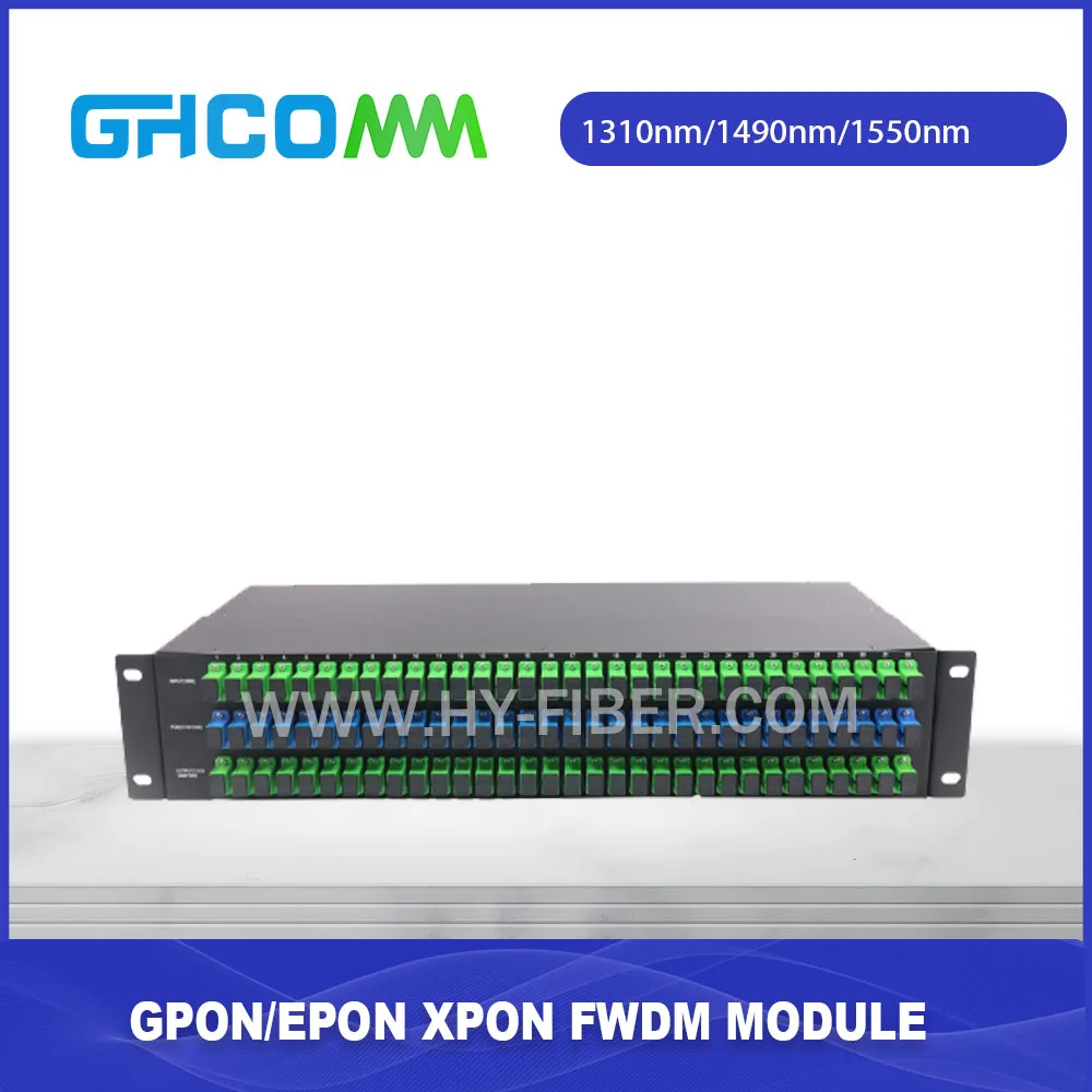 8 16 32 64 Port FWDM-Fiber Optical Wavelength Division Multiplexer, 1310, 1490, 1550nm, GPON, EPON In 19' Rack