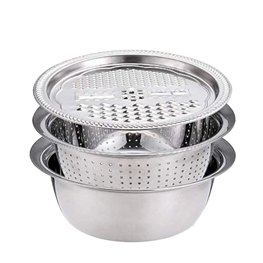 5 in 1 Kitchen Tool Stainless Steel Drain Pot Food Chopper Vegetable Cutter Peeler Hand Held Slicer Grater Kitchen Accessories