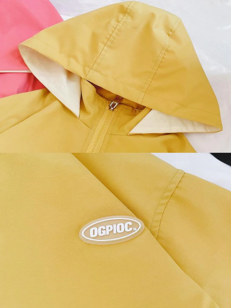 1-12 سنة الفتيات Colorblocking خندق معاطف الربيع موضة جاكت مزود بغطاء للرأس الخريف الأطفال ملابس جديدة عادية سستة ملابس خارجية #5