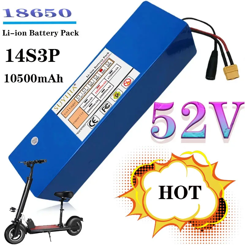 

52V 10500mAh 14S3P lithium battery, integrated BMS, suitable for various electronic devices 1000W