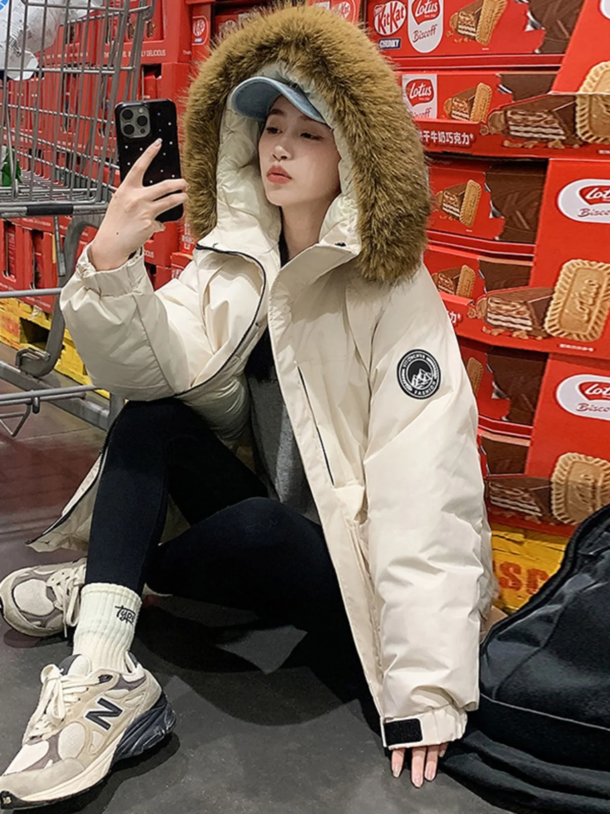 

Parkas Oversize Verde Womens Autumn Thin High-End Fashion Warm Flannel Medium-Long Embroidery Wrinkle-Resistant European Style