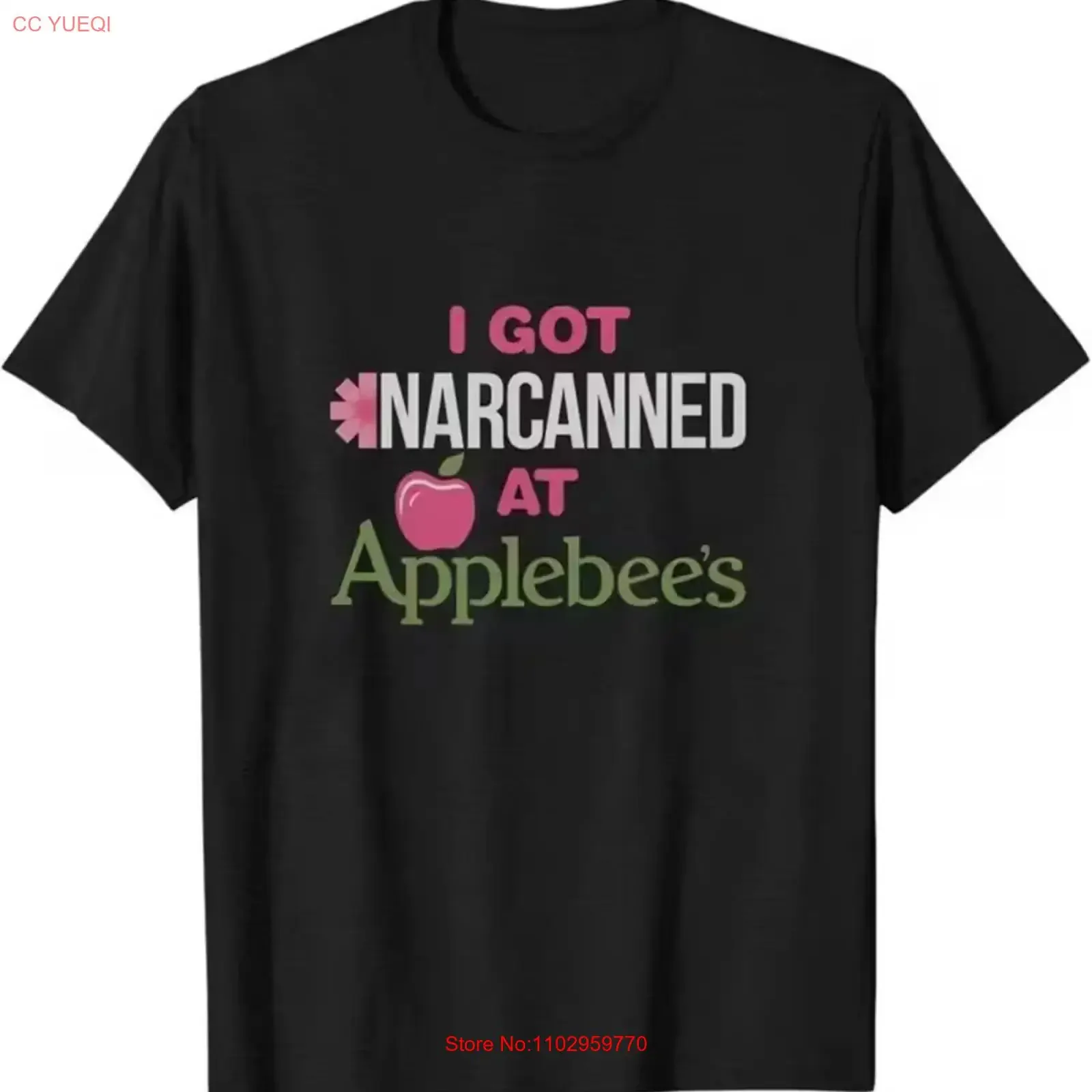 Maglietta Divertente Da Uomo Con Stampa 'I Got Narcanned At Applebees' Nera, Stile Vintage Lavato, Top Casual Per Uso Quotidiano, Abbigliamento Di Design-image