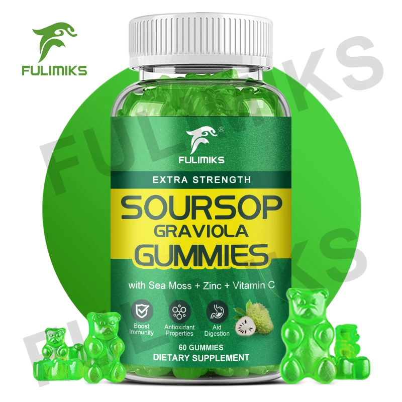 

Soursop Graviola Gummies, Soursop Leaves for Natural Antioxidant, Cell Support & Regeneration, Immune Boost & Skin