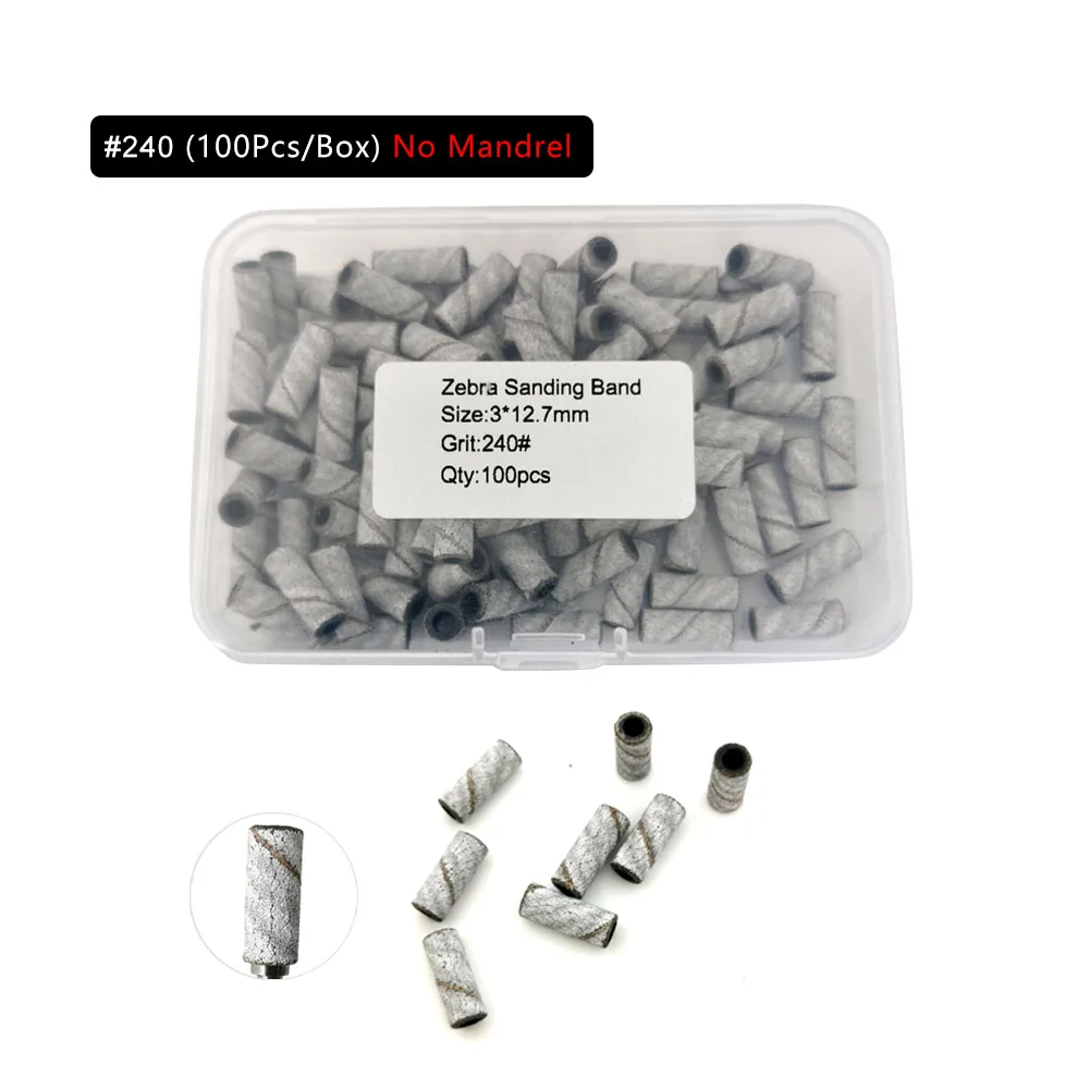 HYTOOS 3mm Small White Sanding Bands Without Stainless Steel Mandrel Electric Nail Drill Bits Accessories Manicure Cuticle Clean