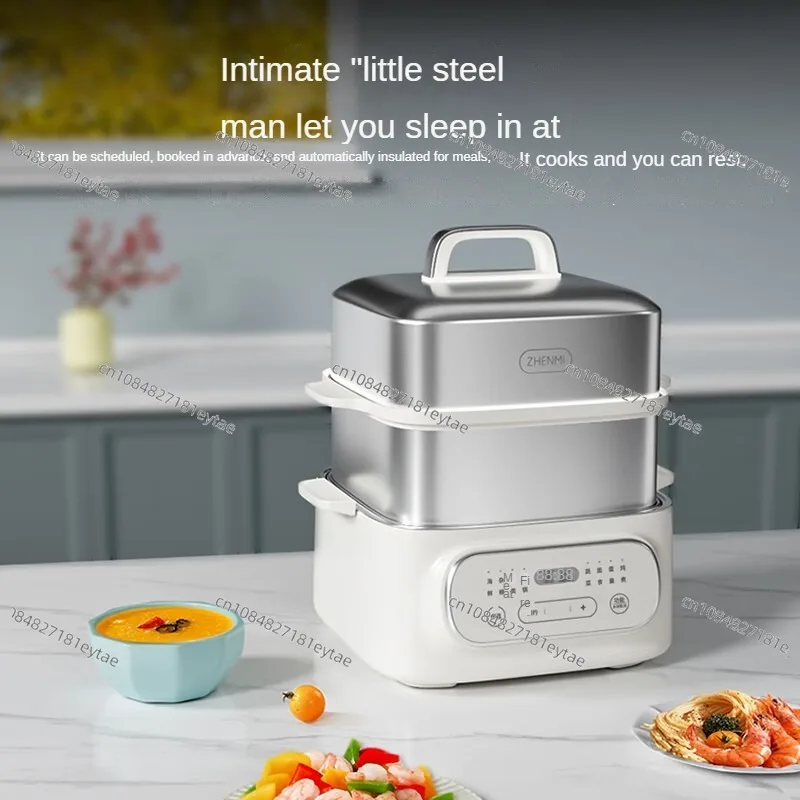 Stainless Steel Steamer Electric Steamer Multifunctional Household Small Multi-layer Large Capacity Steam Steamer 220V