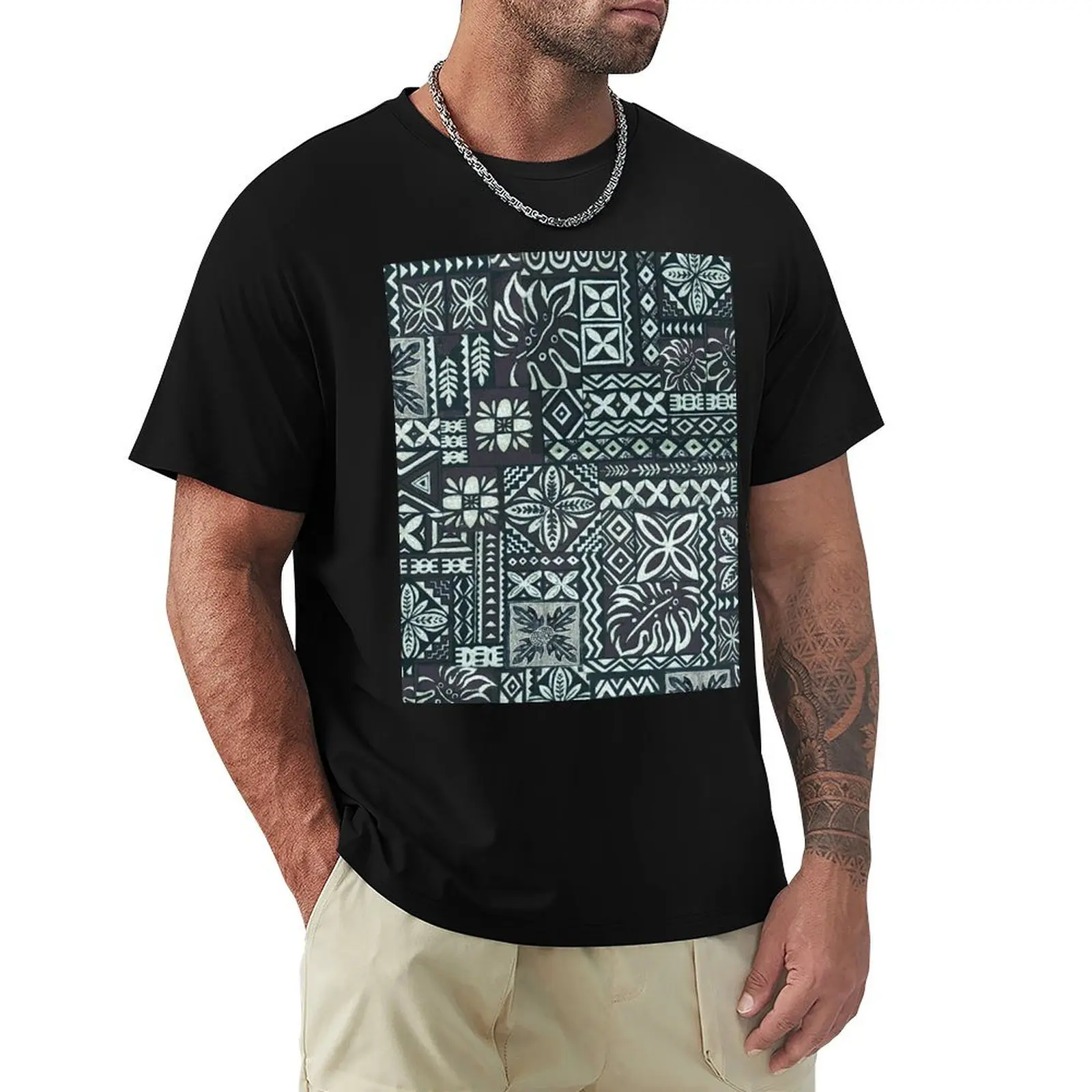 Hawaiian Breadfruit Tapa T-Shirt Soft Casual Short Sleeve Cotton Tee
