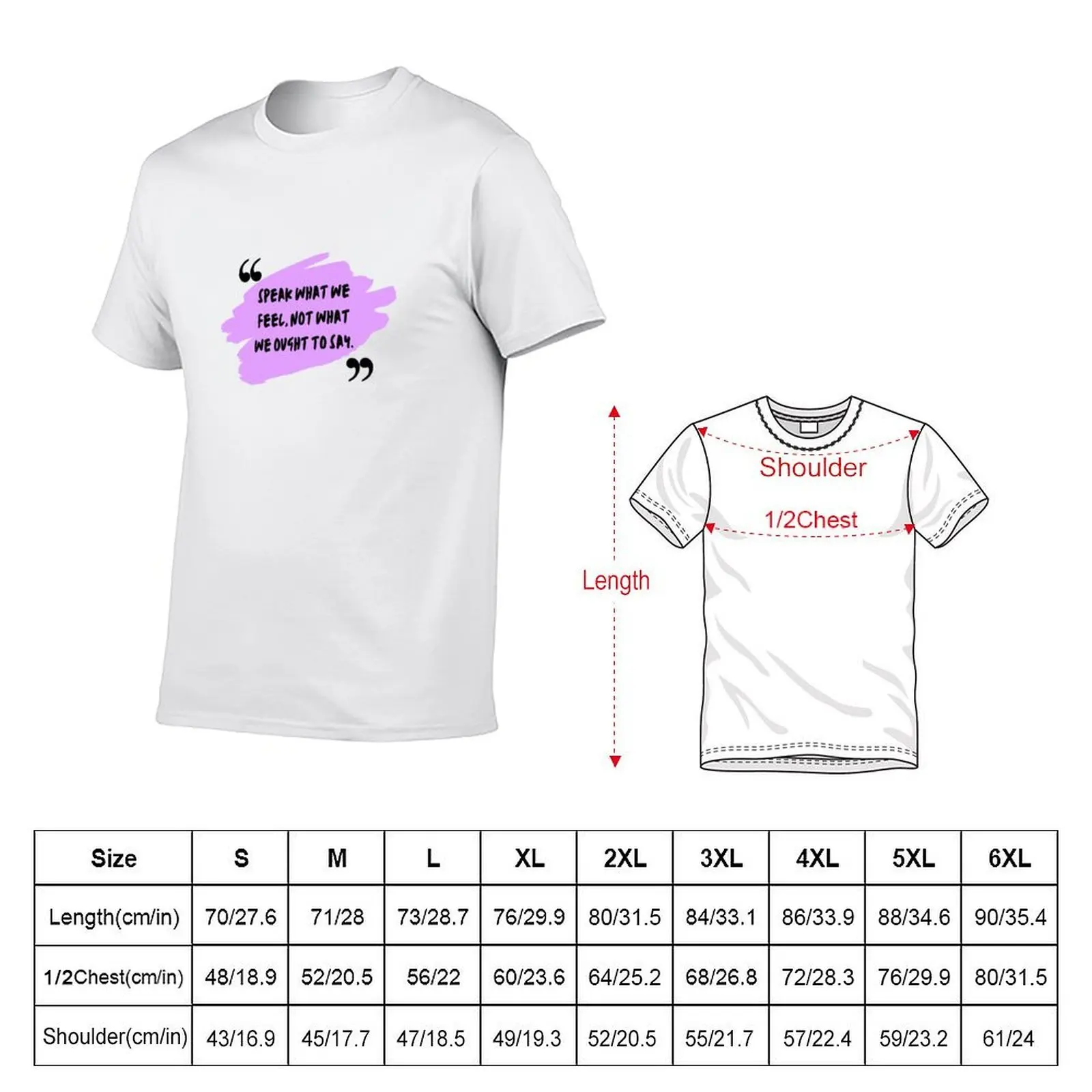 King Lear Quote Speak What We Feel William Shakespeare T-Shirt oversized graphic tee anime men t shirts high quality