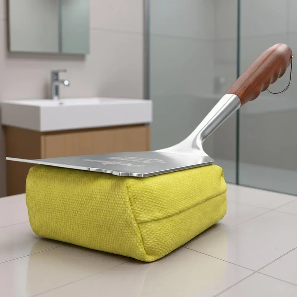 

Щетка для гриля с длинной ручкой и сменными желтыми щетинками, 17-дюймовая ручка из эмалированной стали, скребок из нержавеющей стали для барбекю и гриля.