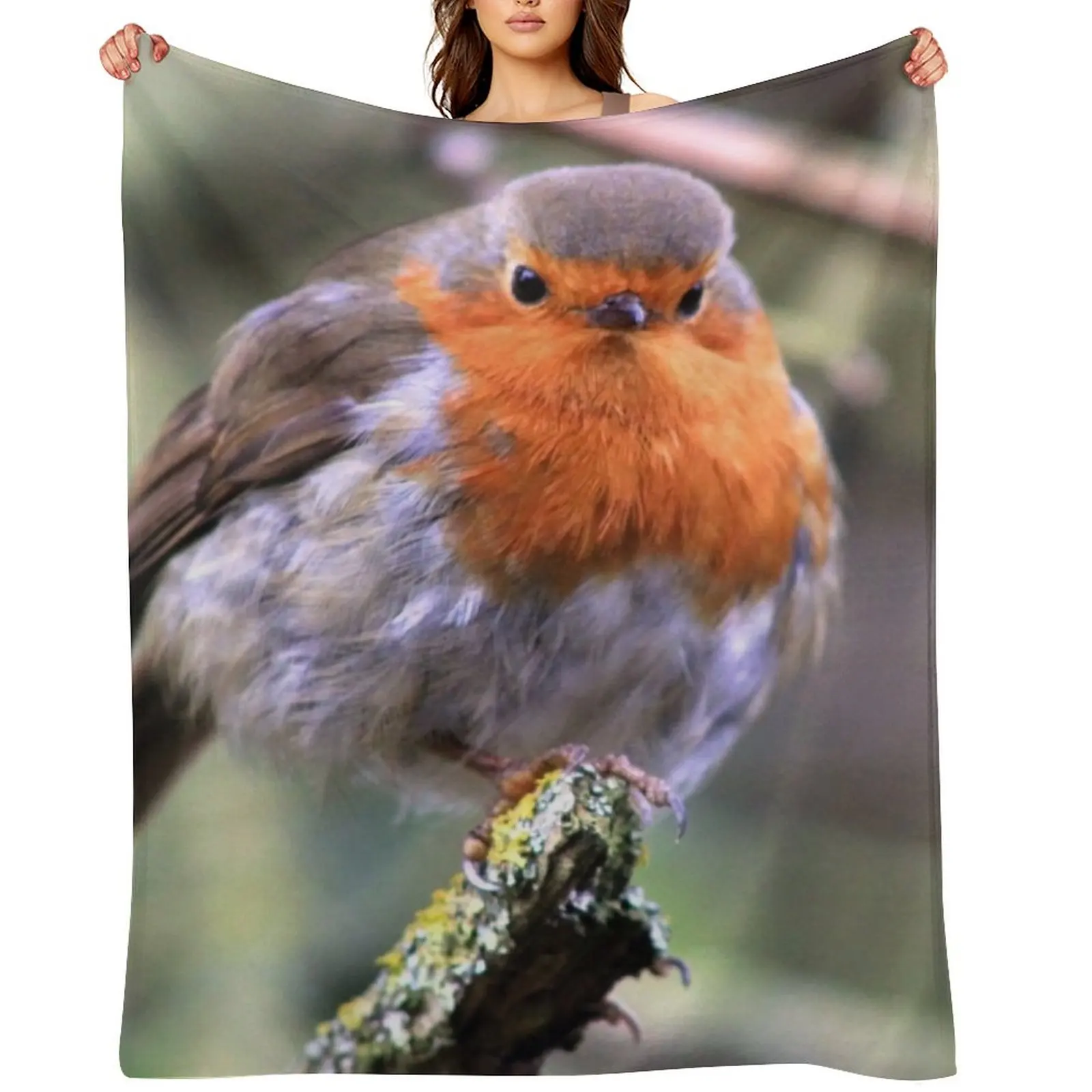 Robin Watching Me Throw Blanket Vintage Luxury Designer Plush Thin Weighted Flannel Blankets