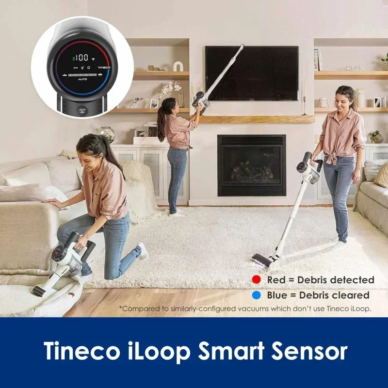 مكنسة كهربائية لاسلكية ذكية D2Bttinecoes Pure One S15 pet ex، مكنسة كهربائية مع فرشاة صفرية ووقت تشغيل طويل، للأرضيات الصلبة