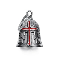 Fashion Red Cross Guardian Angel Wings Bell Motorcycle Bell Keychain Men\\\\'s Biker Exorcist Amulet Lucky Jewelry Accessory