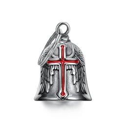 Fashion Red Cross Guardian Angel Wings Bell Motorcycle Bell Keychain Men\\'s Biker Exorcist Amulet Lucky Jewelry Accessory