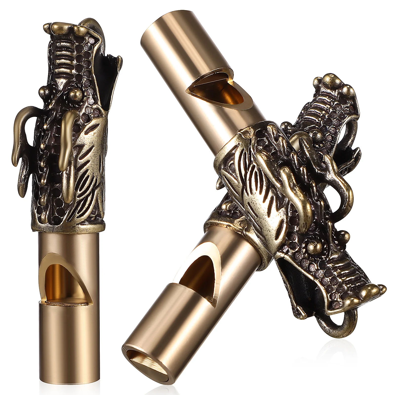 3 قطعة النحاس التنين رئيس صافرة المفاتيح خمر الصينية سحر قلادة بصوت عال الطوارئ بقاء في الهواء الطلق متعددة الوظائف المعادن