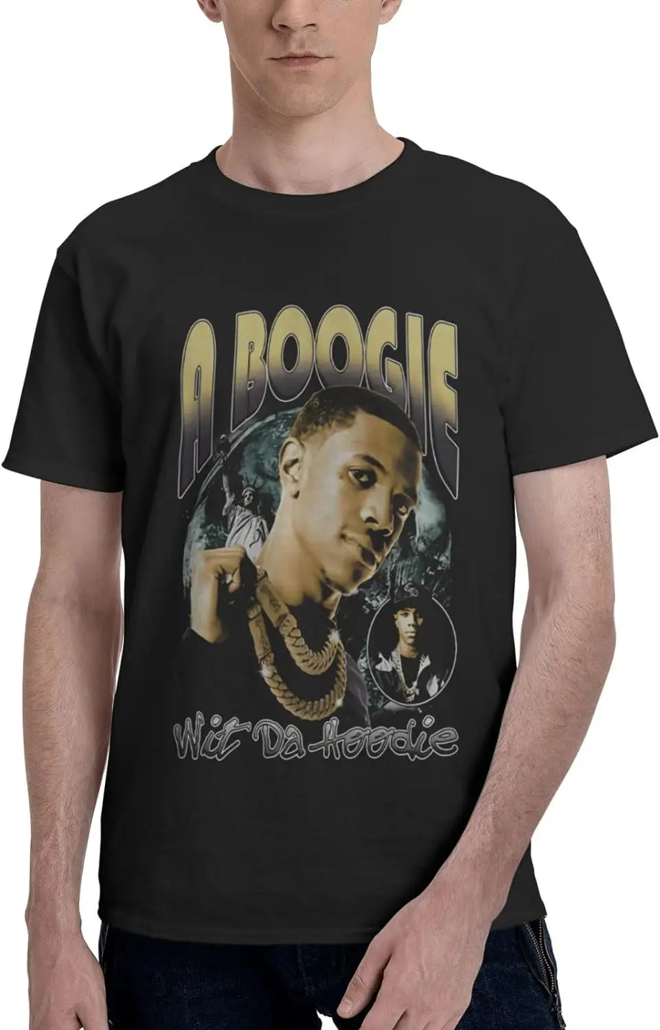 A  Rappe Boogie Mens Womens Hip Hop Rap Trap Rapper Streetwear Vintage Style T-Shirt Black