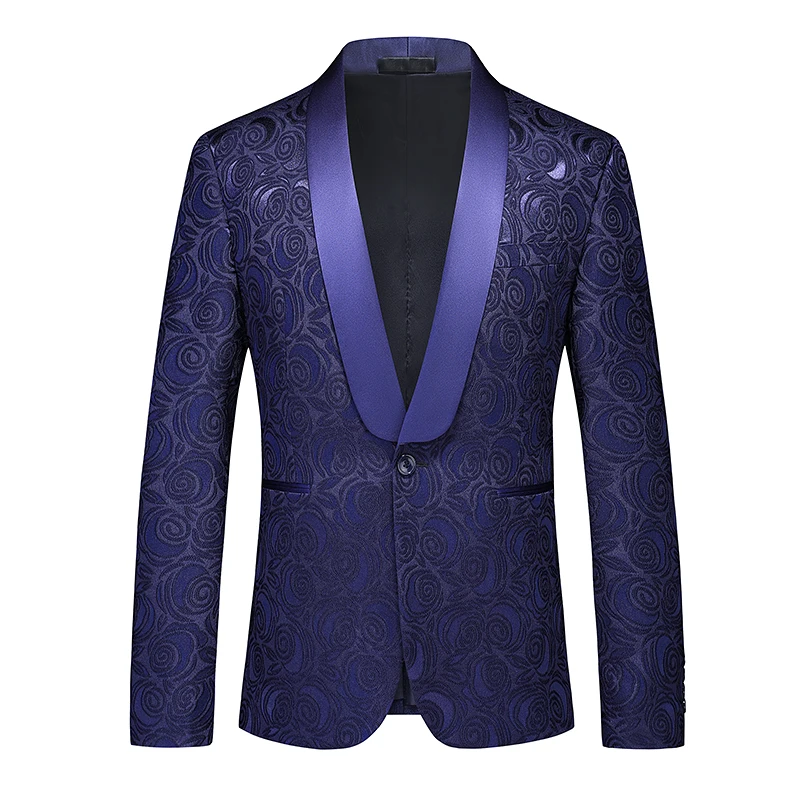 Ensemble 2 pièces de luxe pour hommes, costume jacquard floral élégant pour marié de mariage, blazers et veste fjCostumes zones me 6XL-M