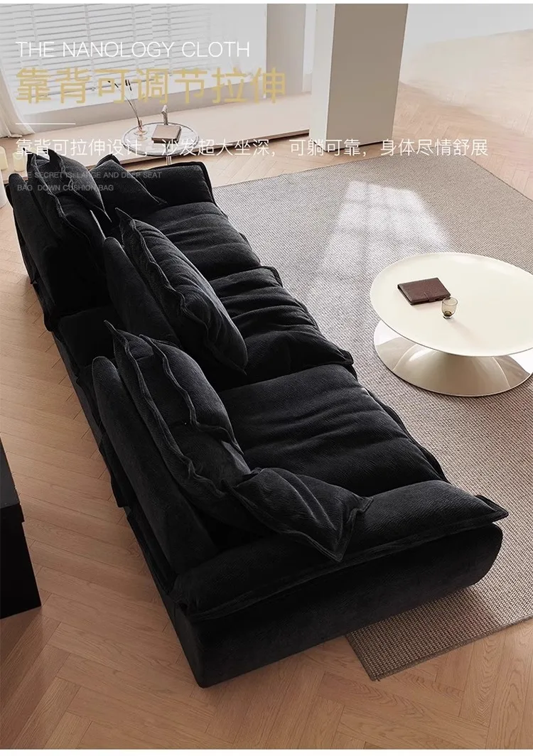 Medieval sailing sofa designer living room big seat deep down Italian minimalist villa large flat layer fabric sofa
