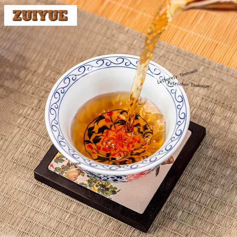 105ml Hand-painted Interlock Branch Lotus Teacup Ancient Tea Bowl Mug Tea-tasting Fragrance Cup Chazhan Master Cups Cafes Craft