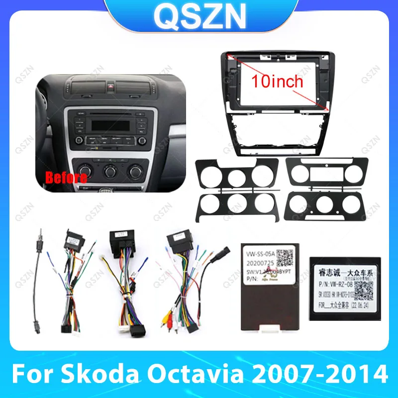 

10 inch Car Radio Stereo Android GPS Multimedia Radio Fascia Panel Dashboard Frame Kit For Skoda Octavia 2007-2014.