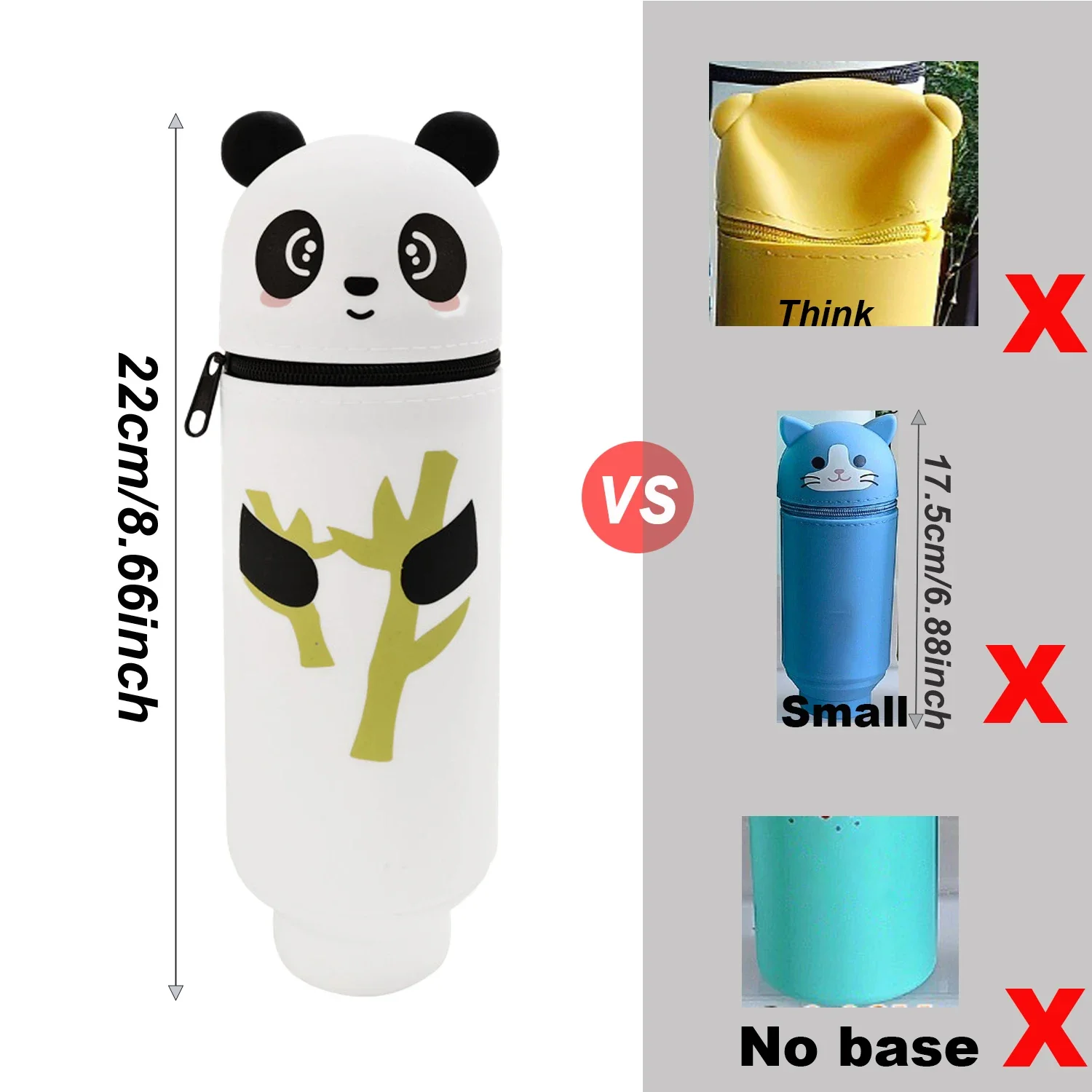 Cute Animal Pencil Case, 2-in-1 Pencil Bag with Zipper Pen Holder, Soft Silicone Pencil Case, Suitable for School Office view 4