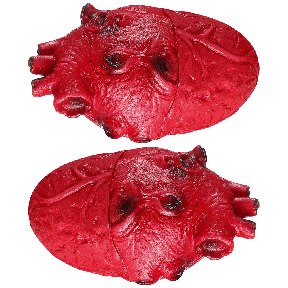 2 Pcs Halloween Haunted House Atmosphere Decoration Props Simulated Hearts Realistic Models Fake Toys