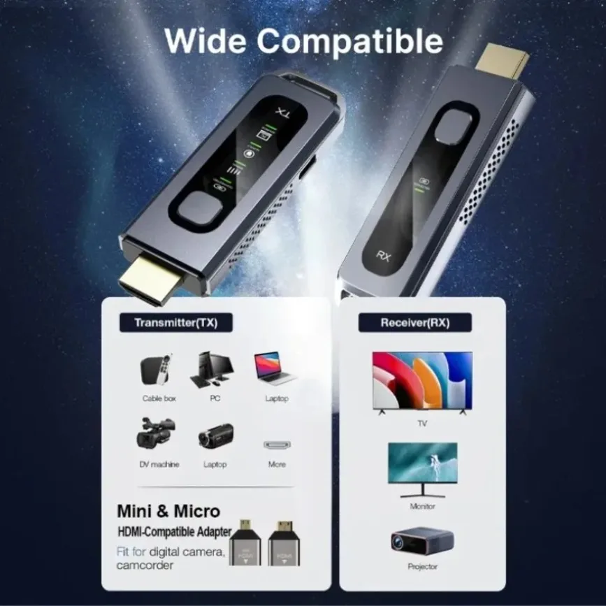 50M 무선 HDMI 호환 비디오 송신기 수신기 키트 HDMI 익스텐더 어댑터 TV 스틱 동글 1080P 노트북 PC 모니터용
