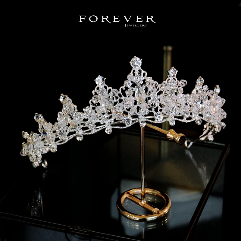 

CC Wedding Crown Women Hair Accessories Bridal Headbands Engagement Jewelry 100% Handmade Pageant Diadem Shining Charm FO022