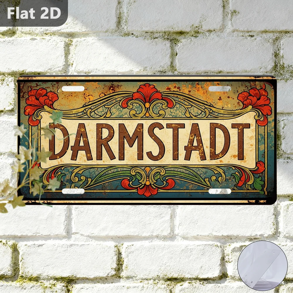 2D Flat - 1pc 2D Flat Vintage Sign Darmstadt | Decorative Plaque & Statue, 12