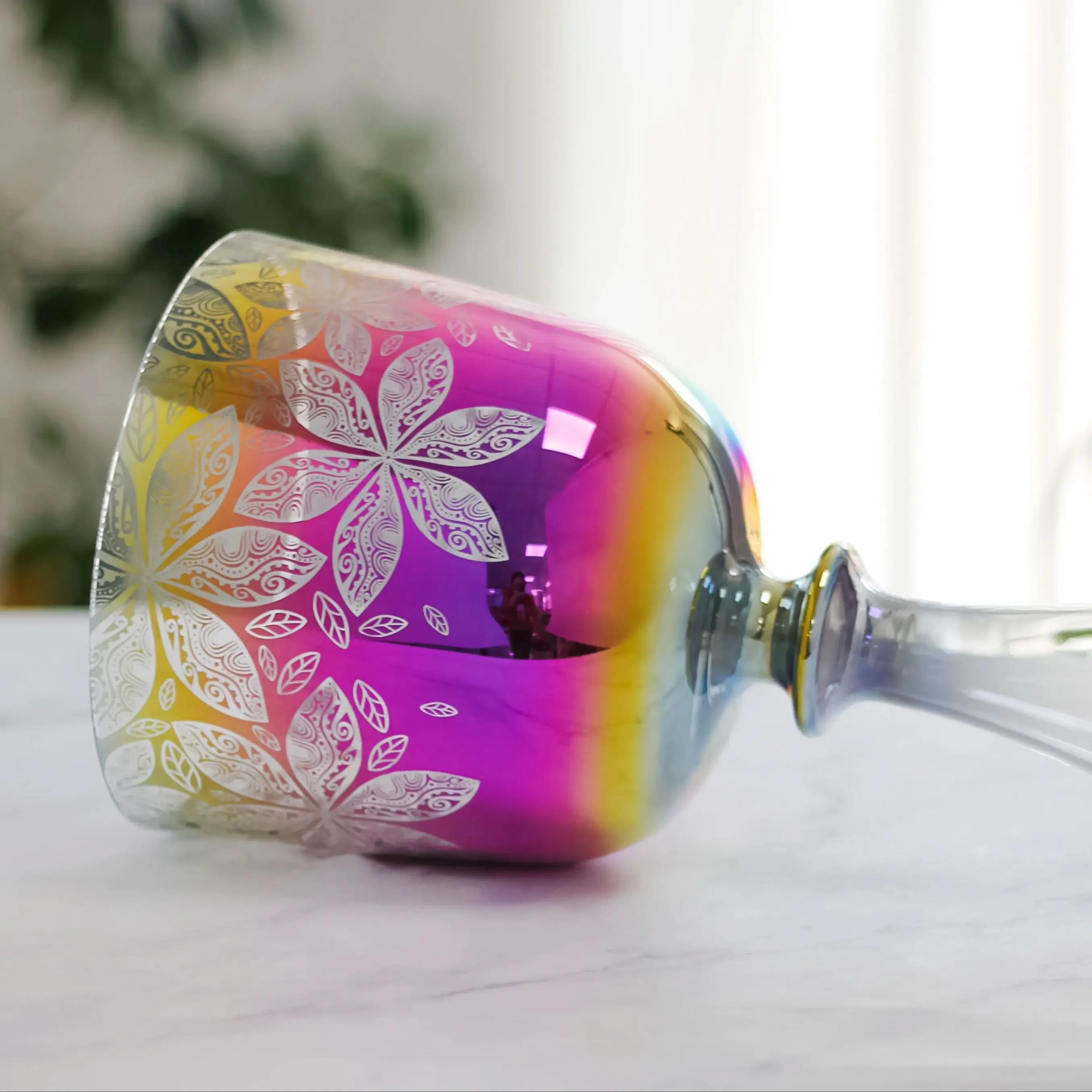5-8.75inch Hexagonal flower design Crystal Singing Chalice Bowl Meditation Sound Healing Chalice Instruments