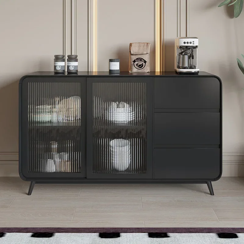 Solid wood dining side cabinet integrated against the wall, entrance locker, living room storage, light luxury, storage cabinet